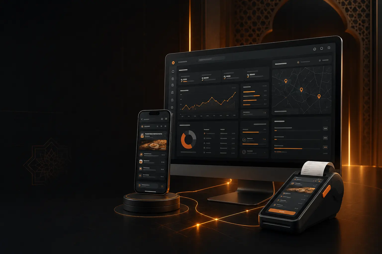 منظومة برمجية متكاملة من SUMIX تضم لوحة إدارة وتطبيق موبايل وجهاز POS